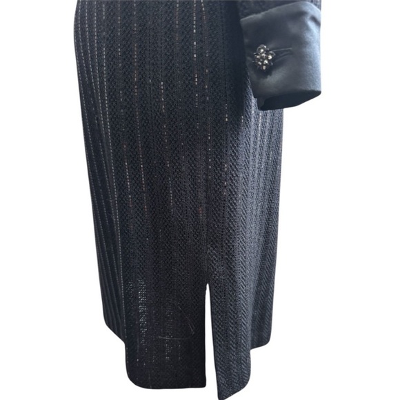 ST JOHN Evening Black Long-Sleeve Belted Shirt Dress • Sparkle Knit • Satin NWT - Picture 17 of 17